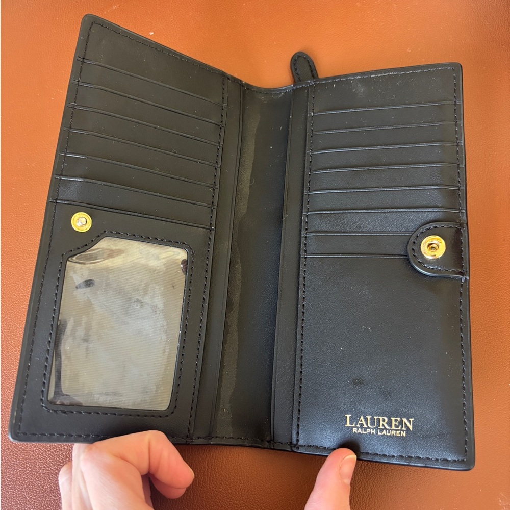 Ralph Lauren Print Crosshatch Leather Slim Wallet - Picture 6 of 6